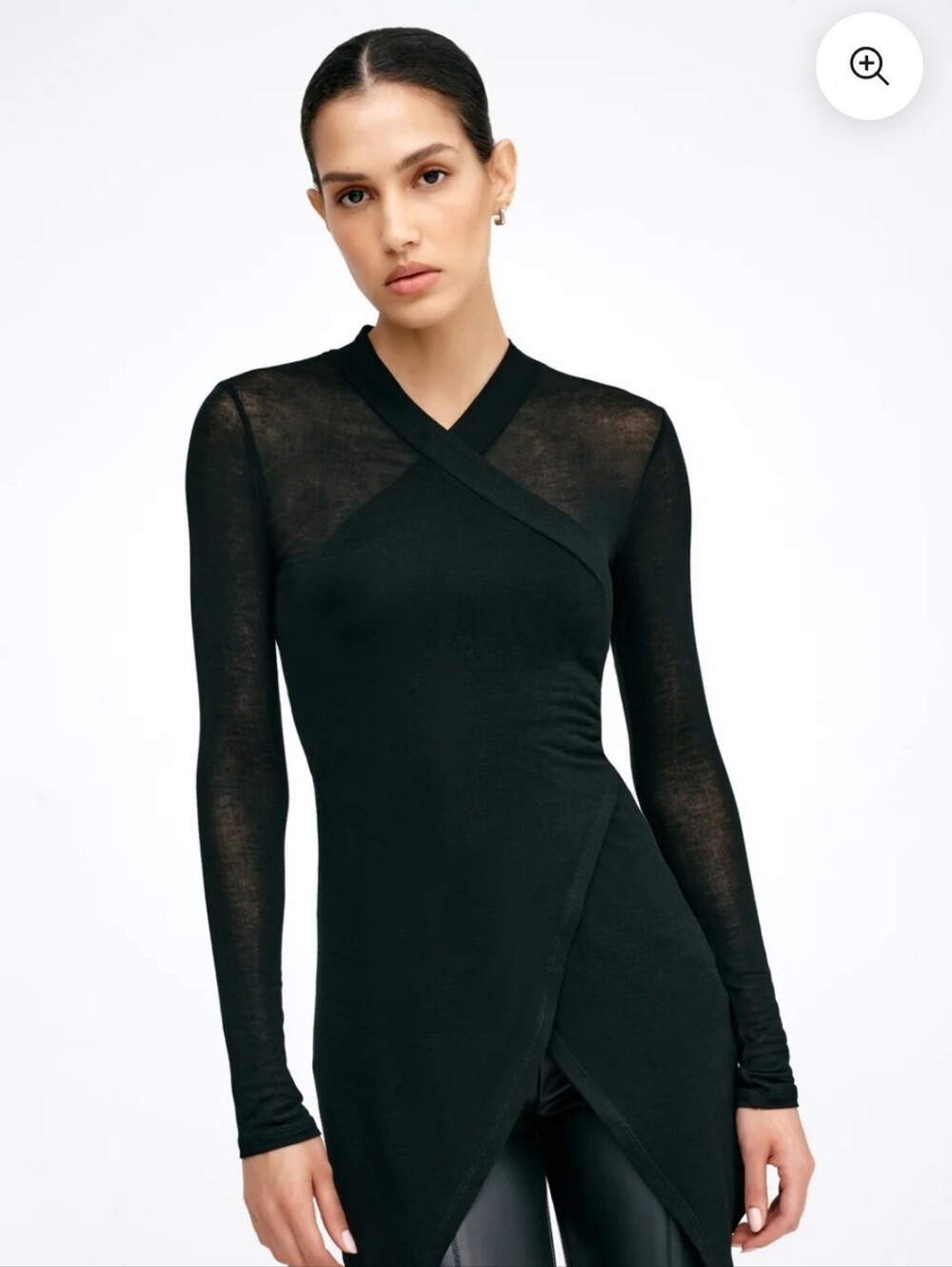 MARELLA Black Long-Sleeve Wrap Tunic Top